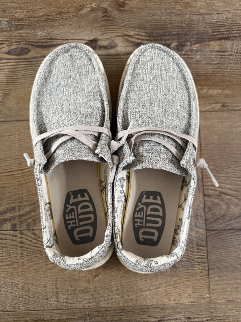Hey Dude Kid’s Woven Light Gray Slip-On Shoes